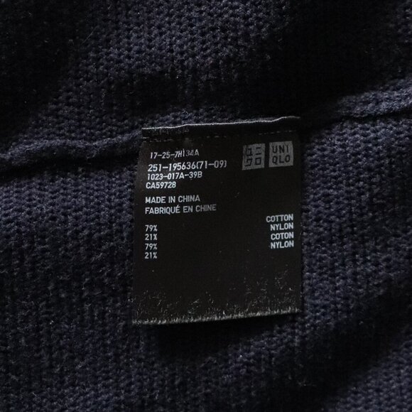 Uniqlo Men's Sz Lrg Blue V-Neck Ribbed Stretch Long Sleeve Pullover Sweater - Picture 10 of 11